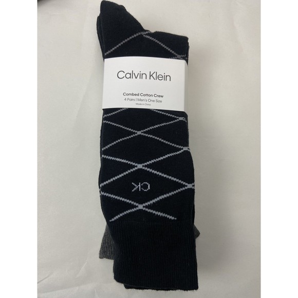 Calvin Klein 4 Pairs Combed Cotton Crew Men’s One Size Socks - Picture 1 of 4